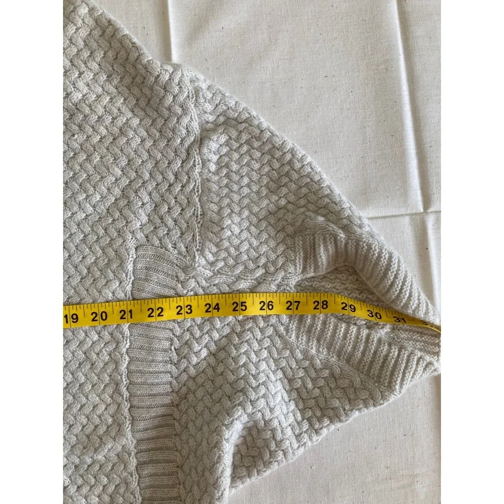 Neiman Marcus Cashmere Poncho Sweater Oatmeal Beige Basketweave Cowl Neck Large
